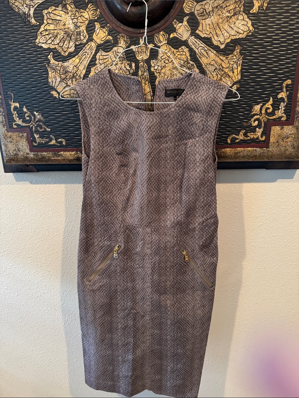 Donna Karan Sleeveless Textured Sheath Dress - Gray